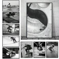 1st/3st Väggkonstaffischer Ramlösa skateboardåkning Extremsportaffischer Prints Svart Vit Foto Canvas Målning Väggkonst Bilder Rumsinredning Skateboar - Multifärgad (20*30 cm (ren duk),40*60 cm (ren duk),50*70 cm (ren duk),30*40 cm (ren duk),40*60cm (med ram))
