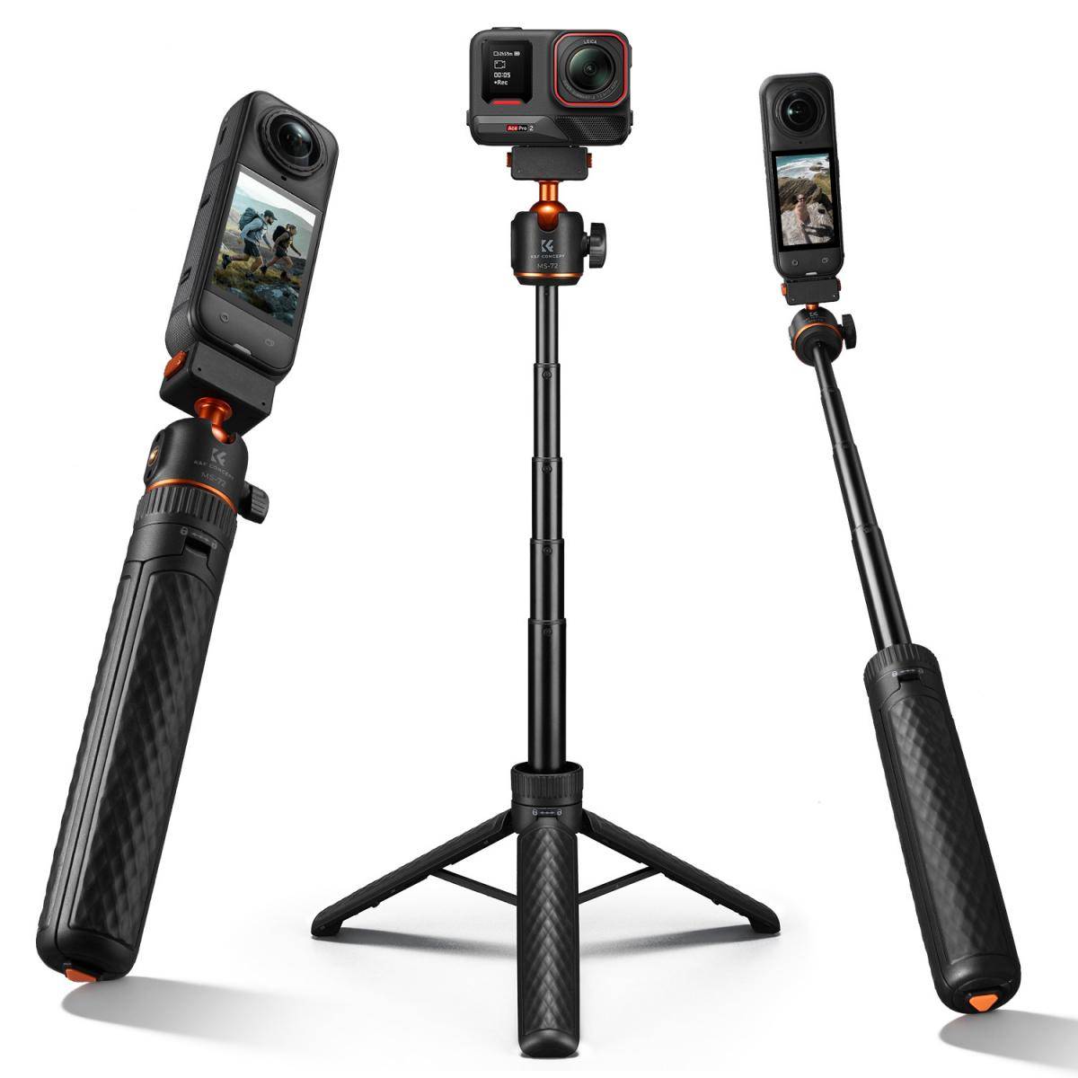 KENTFAITH K&F CONCEPT Magnetic Quick Release Tripod Compatible with Insta360 Ace Pro 2, 26" Tap-Open Tripod 360° Ball Head Extension Rod Table Portable Handle Grip Selfie Stick for Insta360 X5, Vlogging Stand