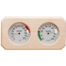 Furu bastu termometer hygrometer horisontell hållbar digital bastu tillbehör inomhus luftfuktighet temperaturmätning - B