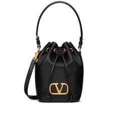Valentino Garavani - liten bucketbag i läder - dam - Lammskinn/Lammskinn/metall - one size - Svart