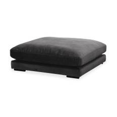 Nordic Home - Valentin Fotpall Sammet Mörkgrå från Sleepo - Grå ((BxDxH): 110x110x35,5cm)
