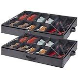 Lifewit Förvaringslåda Under Säng med Transparent Fönster, Vikbar Skoförvaring med Handtag, Shoe Storage Box, Grått, 2 x 12 Par, 2 Pack