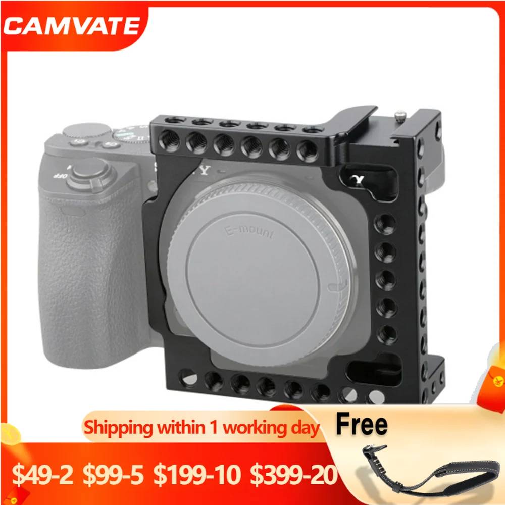 CAMVATE Camera Cage Rig With Cold Shoe Mount &1/4"-20 Threads For Sony A6600, A6500,A6000,A6300, A6400, ILCE-6000,ILCE-6300,NEX7