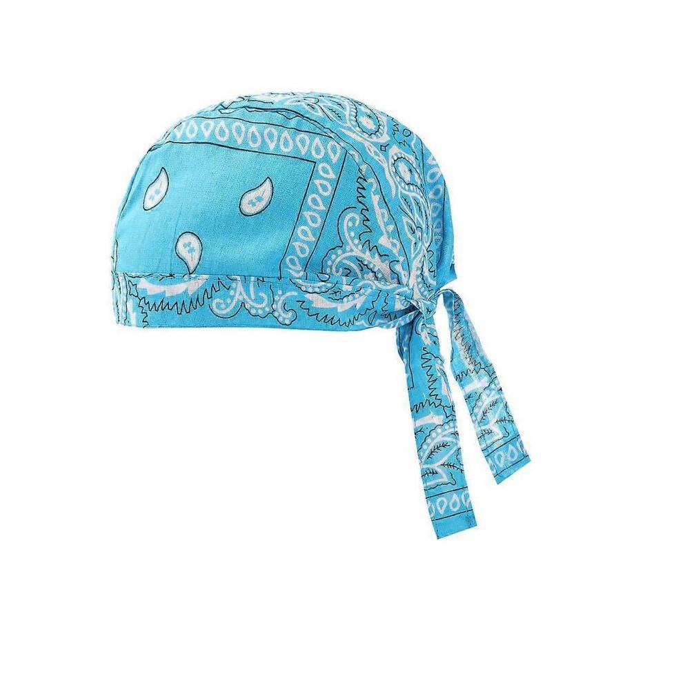 (Light blue) Motorcycle Wrap Biker Du Do Black Bandana Paisley Doo Rag Head Skull Cap Durag