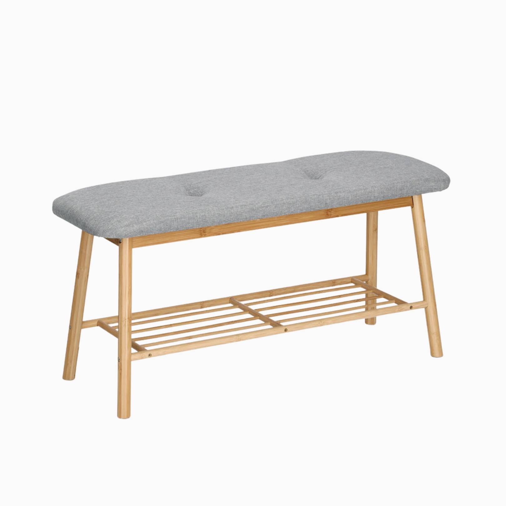 Entrébænk med skohylde i bambus - Natur - 30cm x 89,5cm x 44cm - Erika