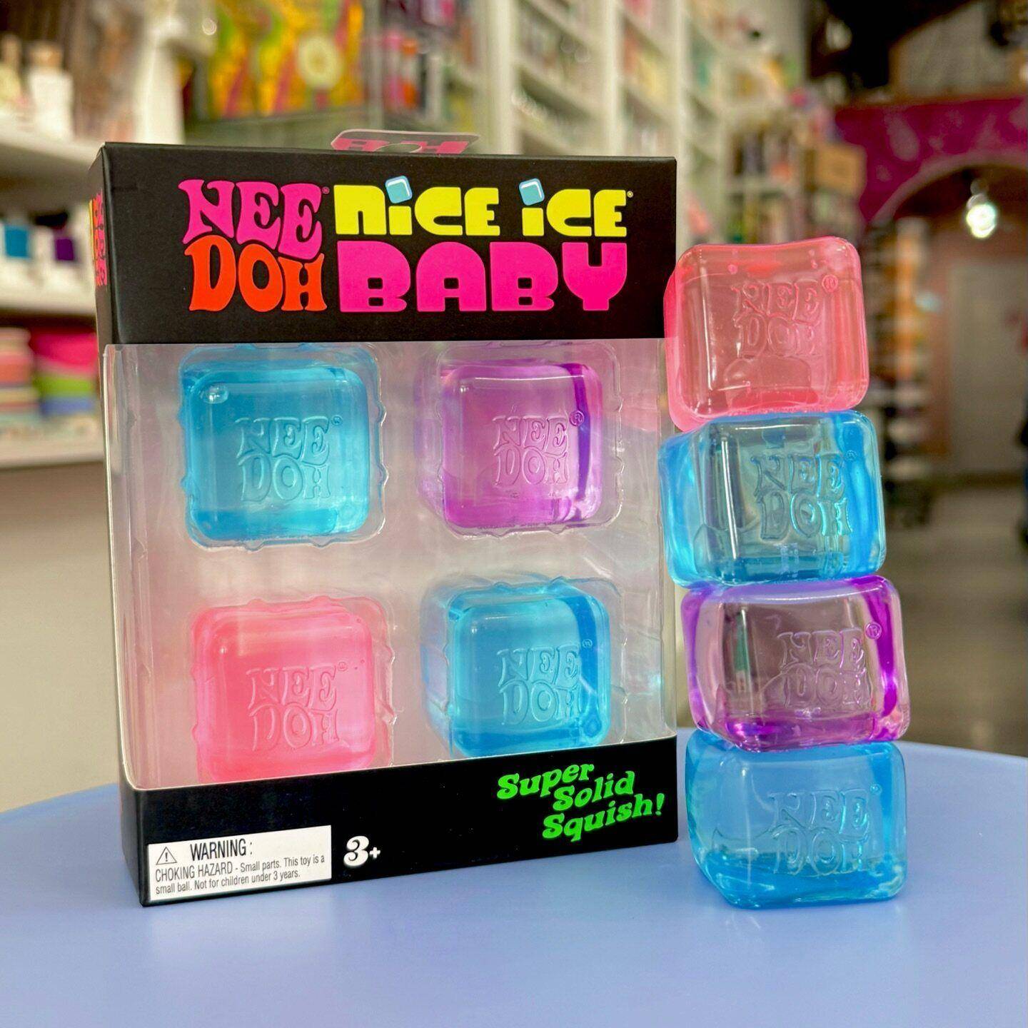 Blå NeeDoh Nice Cube, Mjuk Squishy Stresslindrande Fidget-leksak för Barn & Vuxna