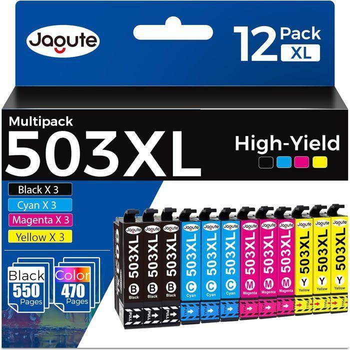 12 Paquets 503XL Cartouches d'encre Compatible avec Cartouche epson 503 503XL pour Epson Expression Home XP-5200 XP-5205