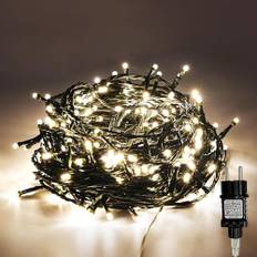 Gresonic LED-ljusslinga med 100/200/300/400 lysdioder, strömdriven med kontakt, för utomhus- och inomhusbruk, för trädgård, bröllop, jul, fest (Grön kabel, 100 lysdioder)