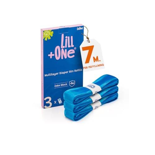 LillOne 3 Extra lång 7-lagers blöjbehållare Refills - Kompatibel med Angelcare Tommee Tippee Twist & Click Simplee Tec LitterLocker Littycat Spross - paket med 3 refill