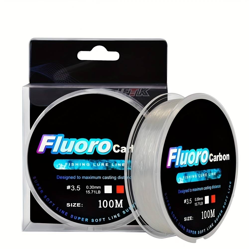 TEMU 100m/328.08ft Soft Fluorocarbon Fishing Lure - 4.13-34.32lb Carbon Fiber Leader Fly Fishing Line - Fishing Accessories