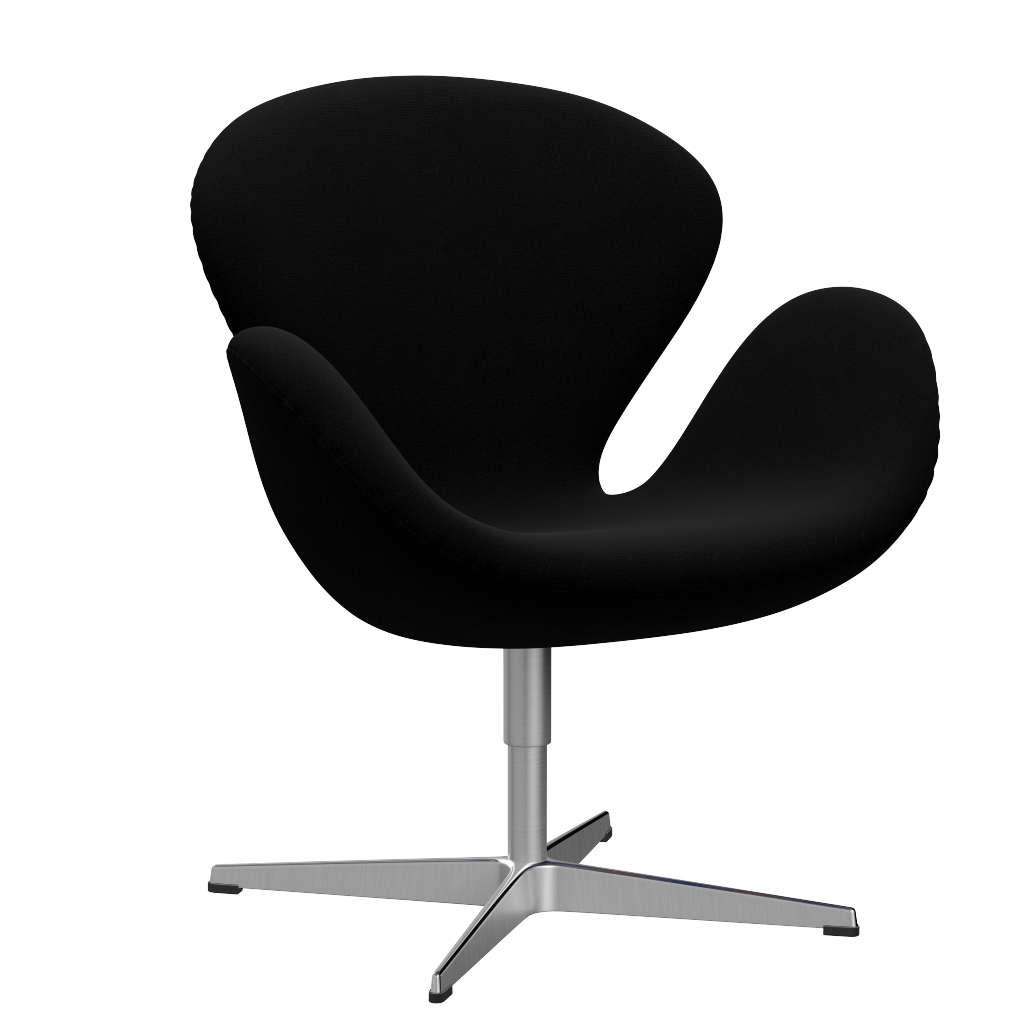 3320 Svanen loungestol, stel i børstet aluminium af Arne Jacobsen Hallingdal - 190 Black - Jacobsen Plus