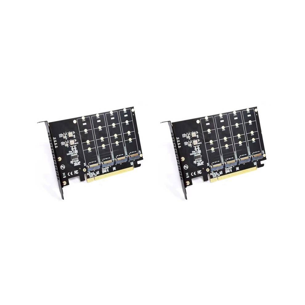 2X M.2 NVME to PCIe X16 Adapter Converter Card 4 Port NVME Expansion Card for 2230 2242 2260 2280 SSD