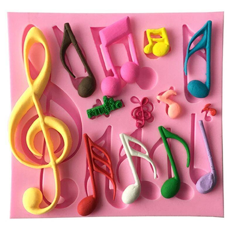3D Silikon Musiknotform Fondant Tårta Dekorera Choklad Sugarcraft Form DIY pink