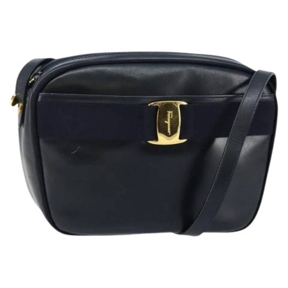 Salvatore Ferragamo Pre-owned Pre-owned Leather Shoulder Bag - Vintage - Dame - Blå - ONE SIZE - Uld