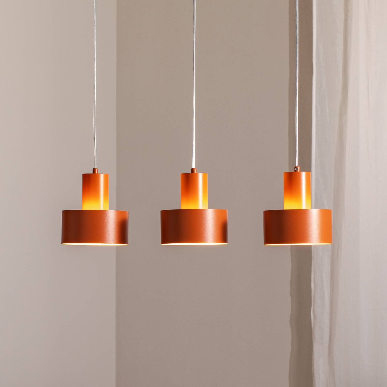 Hänglampa Rif 3 SIGMA, dimbar, Röd, Vardagsrum / matsal, Metall, Modern, Pendellampa