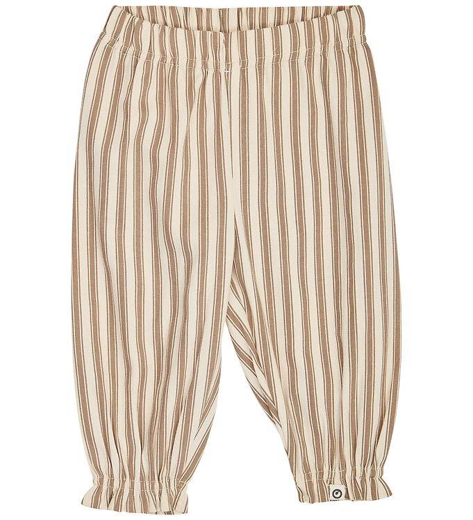 Müsli Byxor - Baby - Vävd Stripe - Oak/Valnöt - Müsli - 1 år (80) - Byxor - Bomull