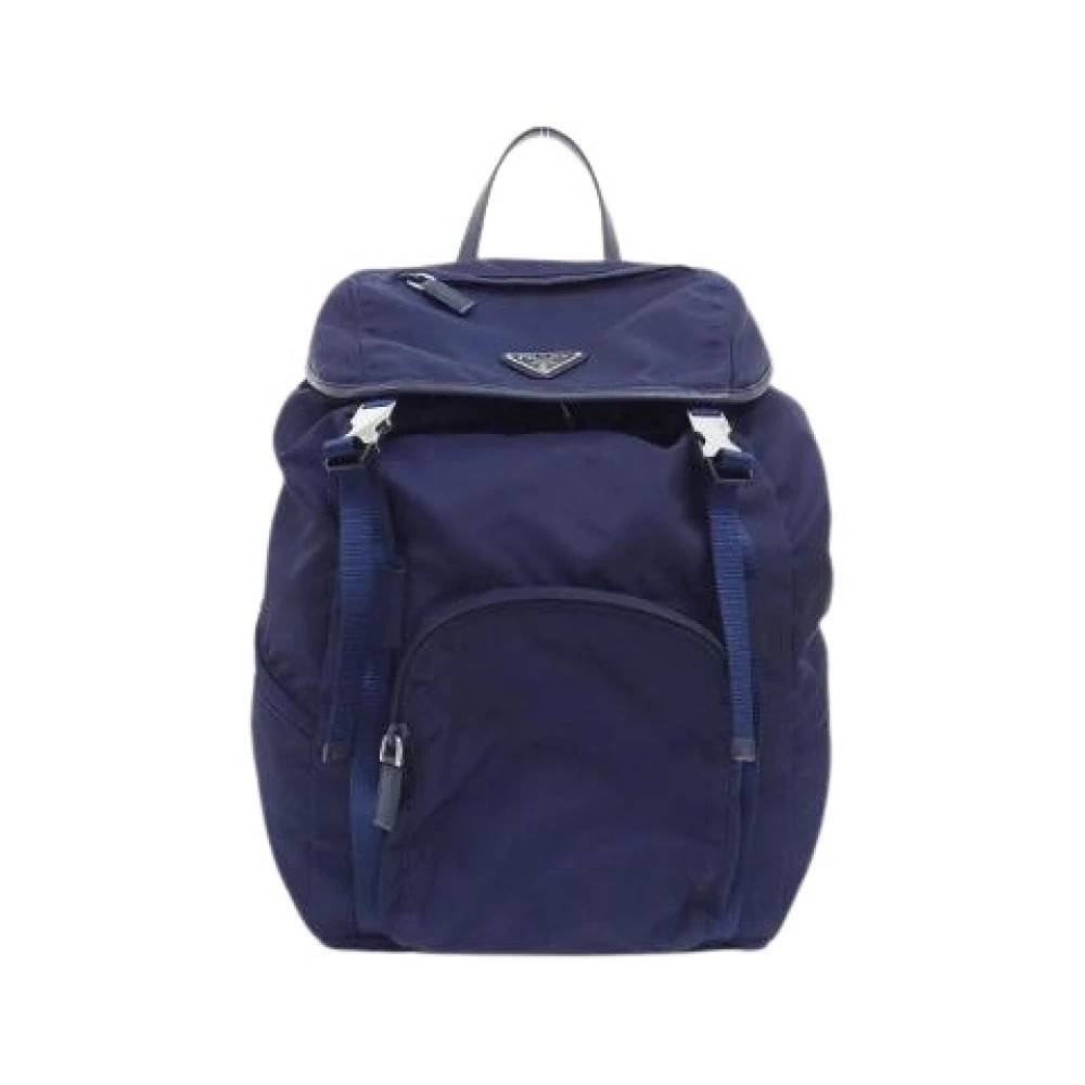 Prada Vintage Pre-owned Vela Rygsæk - Vintage - Dame - Blå - ONE SIZE - Uld