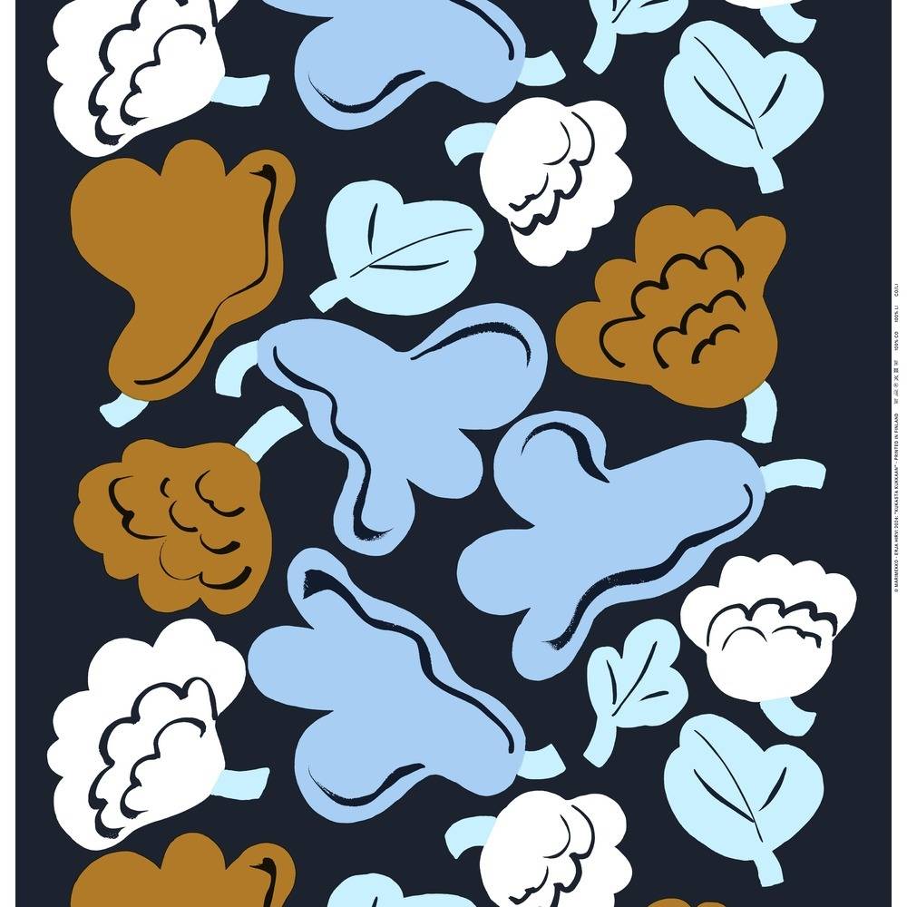 Marimekko Kukasta Kukkaan Blå Tyg