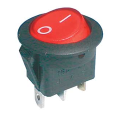 Rockerkontakt 2-pol./3-pin ON-OFF 16A/12VDC afrundet - transparent rød TIPA