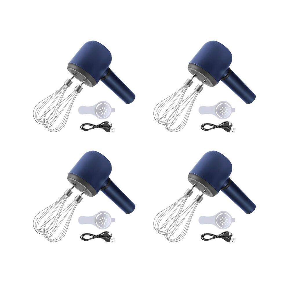 4X Cordless Hand Mixer Twin Stick Electric Whisk USB Rechargeable Handheld Electric Mixing 3 Speed Egg Beater for Baking