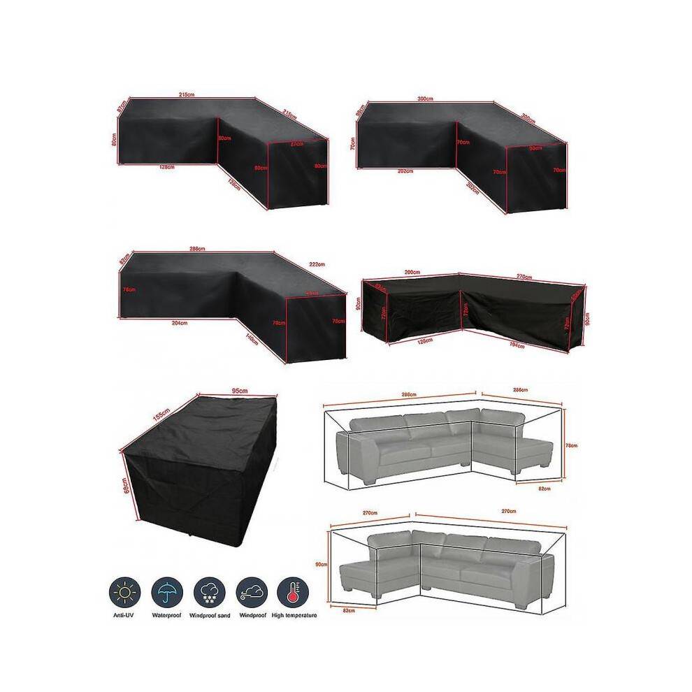 (210*270*90cm) 12 Size L Shape All-purpose Covers Waterproof Rattan Corner Furniture Cover Garden Patio Outdoor Sofa Protector Anti-dust