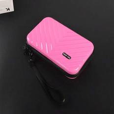Mini Rhombus Pattern PVC Water-Resistant Hard Shell Shoulder Bag, Casual & Versatile For Men School Supplies - Hot Pink - one-size