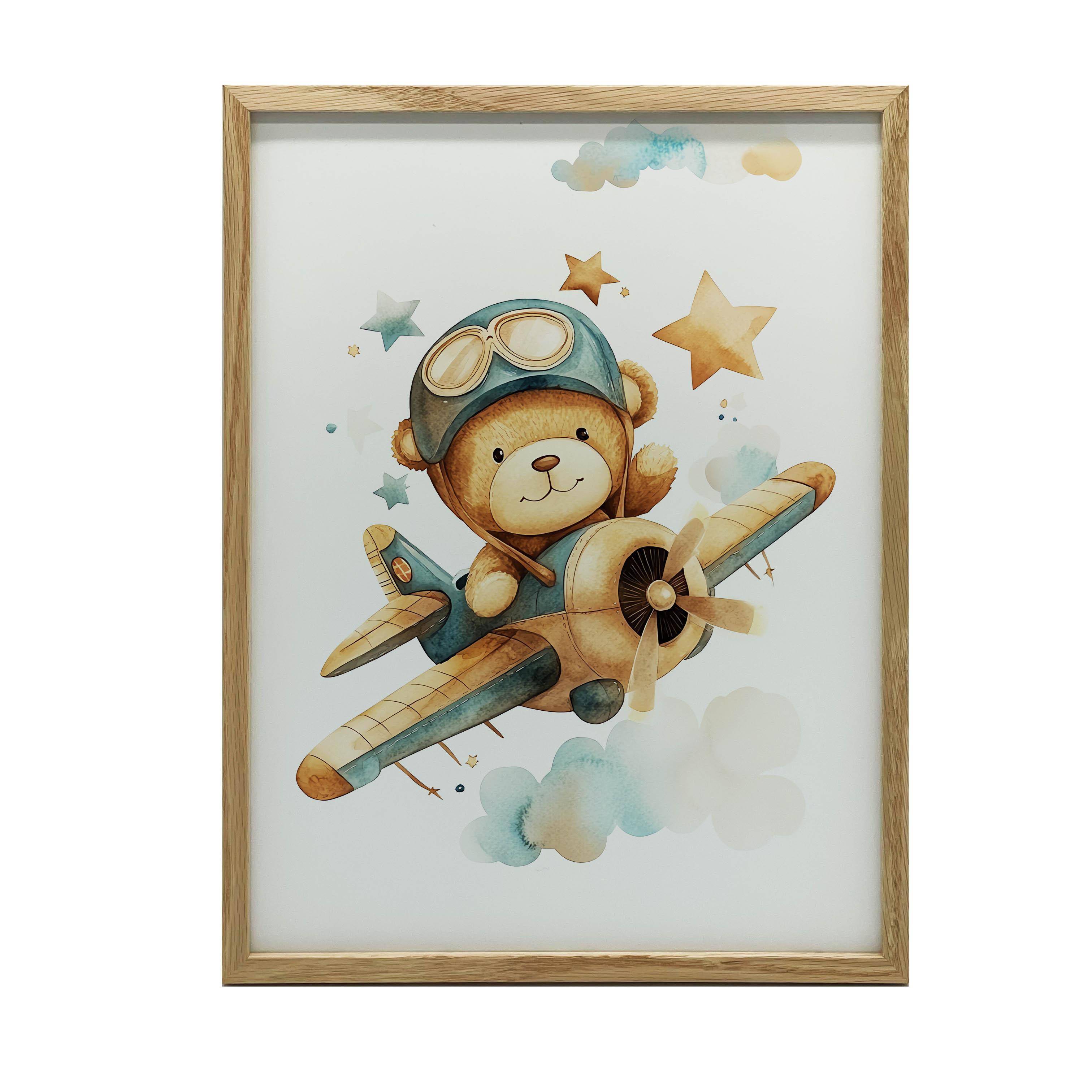 Flying Bear Pilot Poster Flying Bear Pilot Poster, 30X40 Cm, Gold Aluminum Frame, 230 Gsm Matte Paper 36