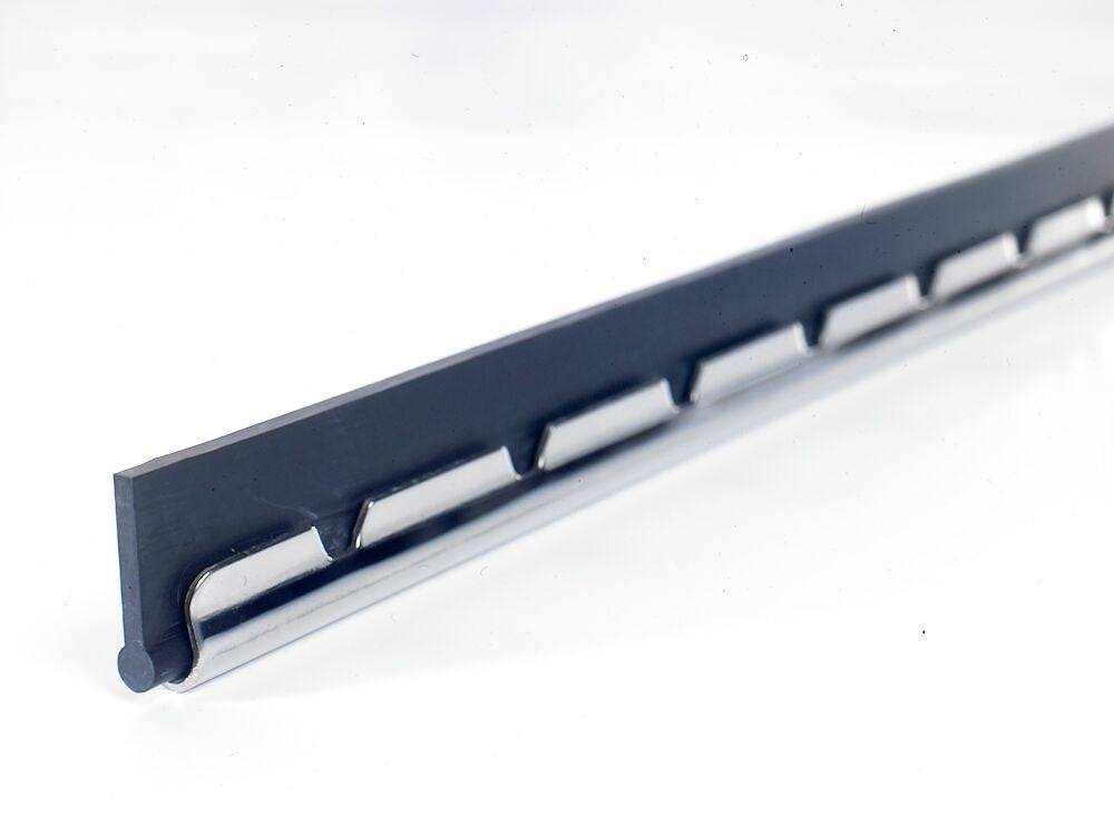 Rustfri skinne med gummi i 3 bredder - 35 cm