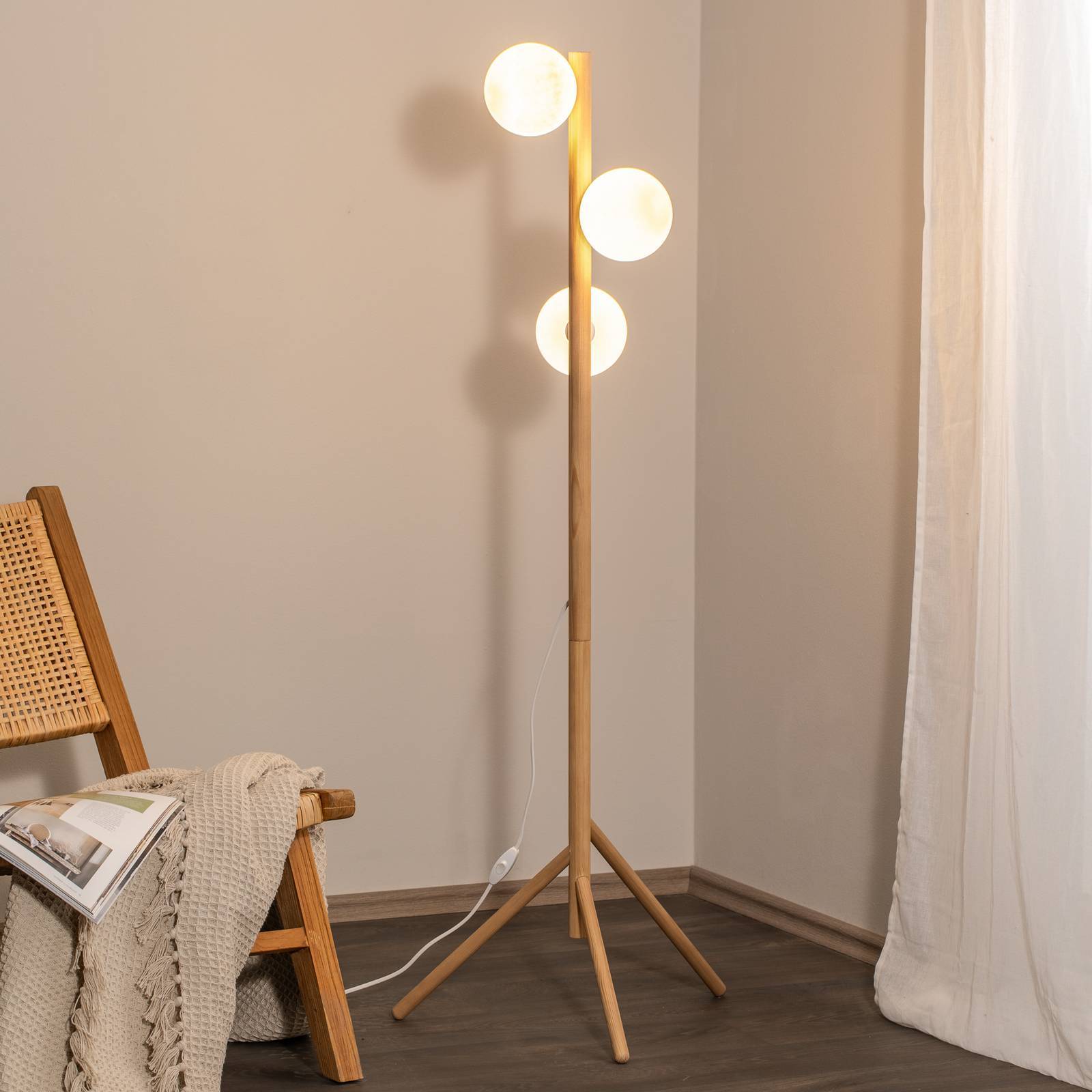 Golvlampa Estera TK Lighting, Ljust trä, Vardagsrum / matsal, Trä, Golvlampa