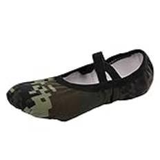 UnoSheng barnskor dansskor varm dans balett performance inomhusskor yoga dansskor sneakers strumpor 31–34 flickor, Kamouflage, 28.5 EU