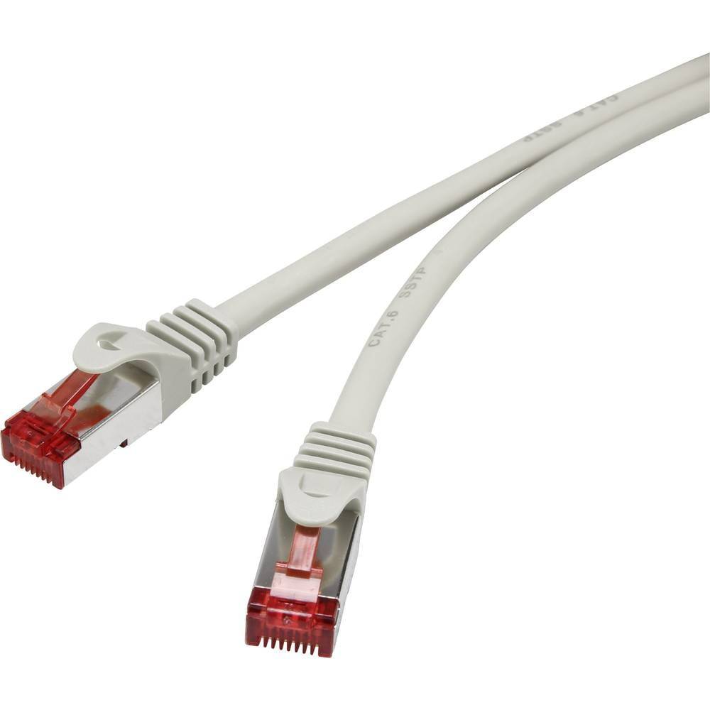 Renkforce RF-4724270 RJ45 Netværkskabel, patchkabel CAT 6 S/FTP 0.50 m Grå forgyldte stik, med låsebeskyttelse, Flammehæmmende 1 stk