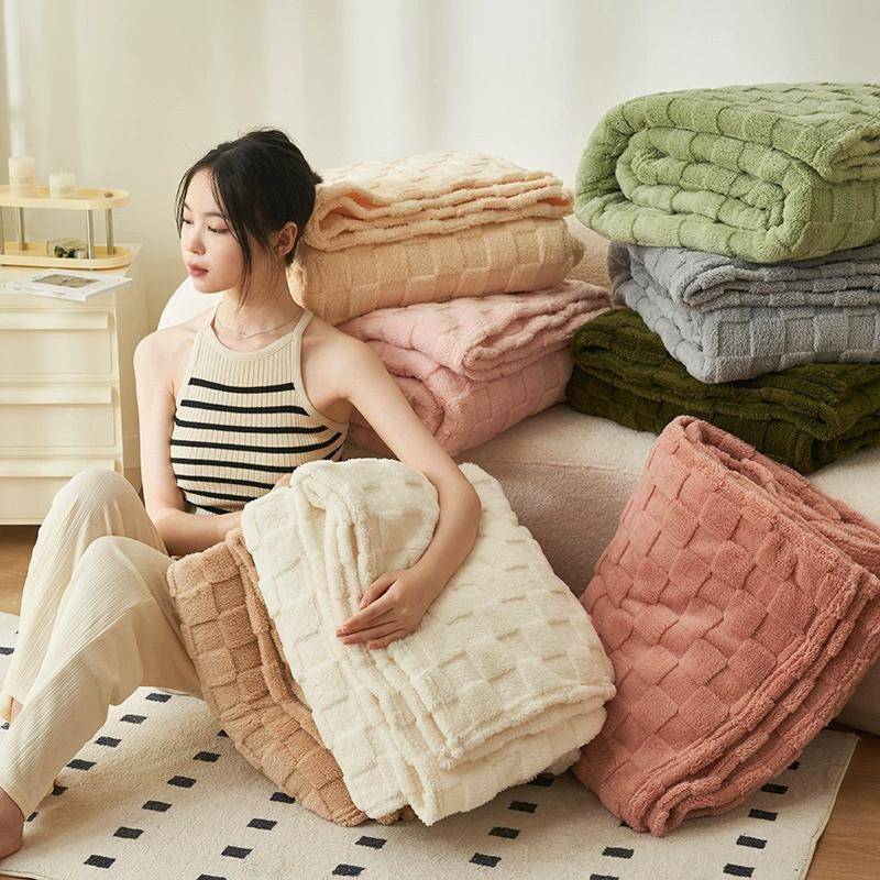 Varm Vinterfilt Plysch Taft Fleece Mjuk Tjock Sängfilt för Soffa Enkel Dubbel Par Pälsklädd Sängöverkast Plädar Filtar för Soffa Säng