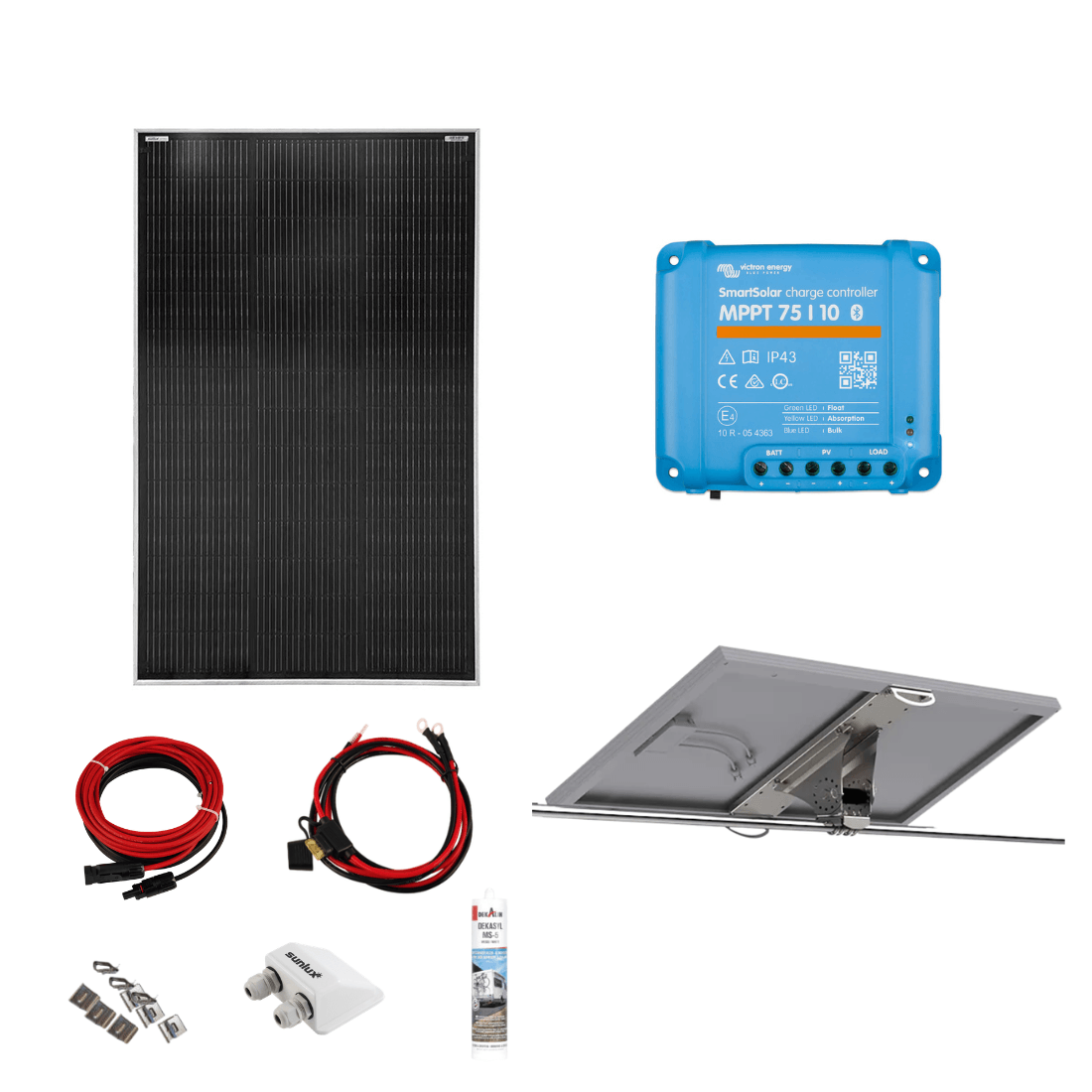 Solcellspaket för båt 145W TOPCon Victron Smart Solar MPPT, tiltbart fäste