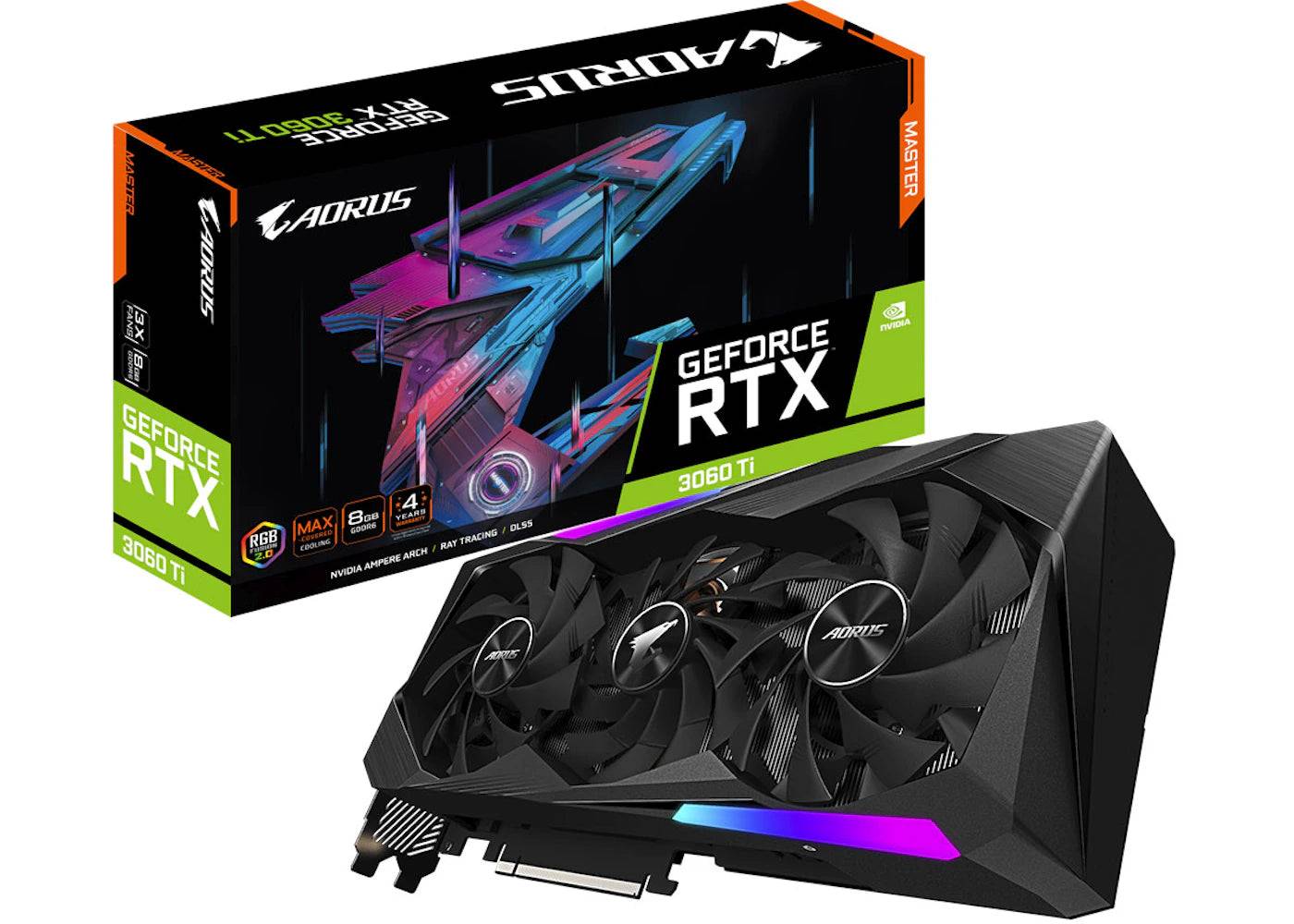 NVIDIA AORUS GeForce RTX 3060 Ti MASTER 8G Graphics Card (GV-N306TAORUS M-8GD) - One Size (One Size)