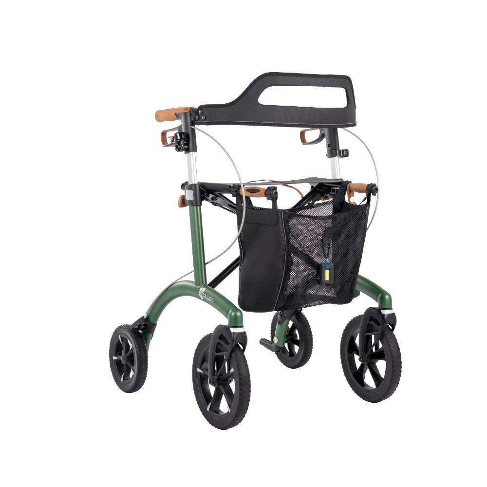 Saljol Letvægtsrollator – Tysk kvalitet i aluminium - Sædehøjde 54 cm. - Forest Green.