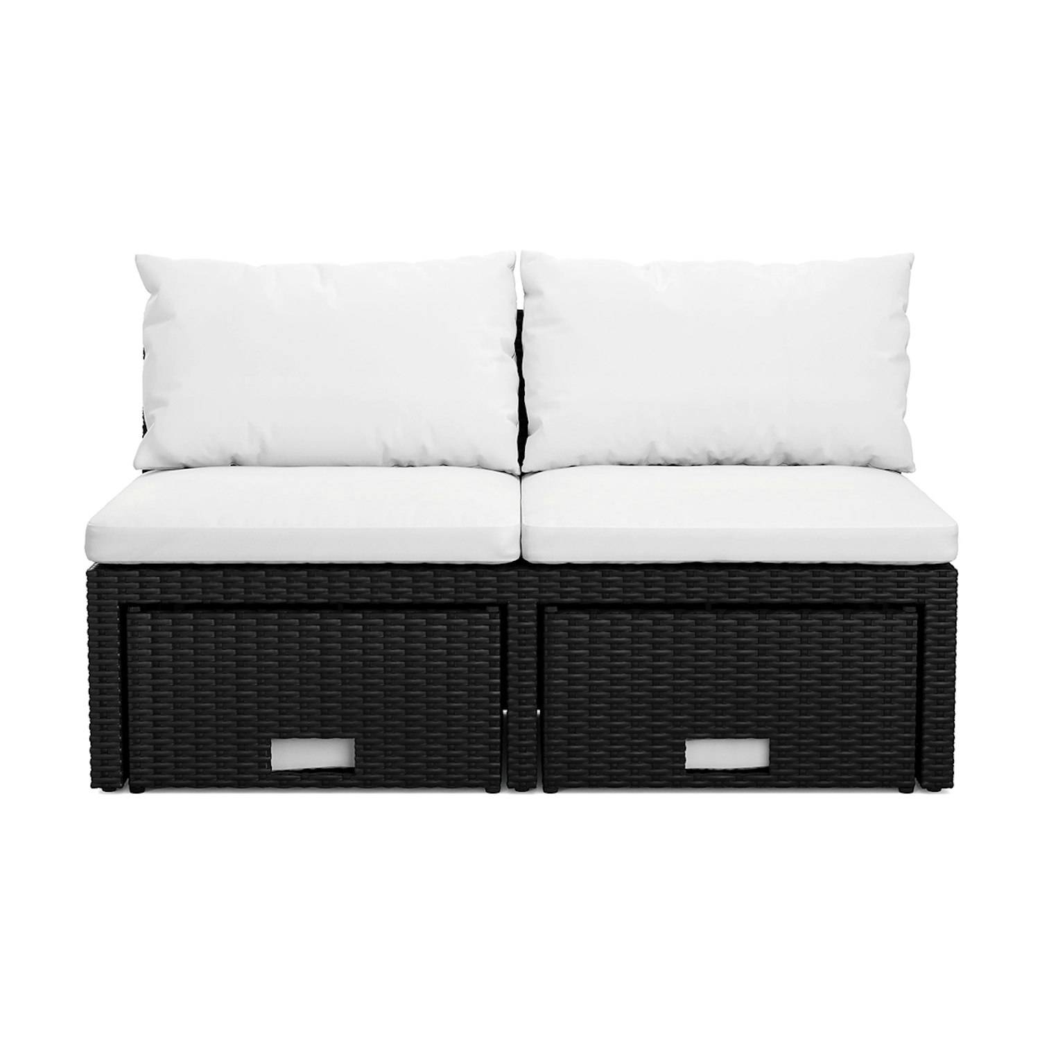 Loungegrupp Comfort Garden Bahamas Balkongsoffa med Pallar Svart