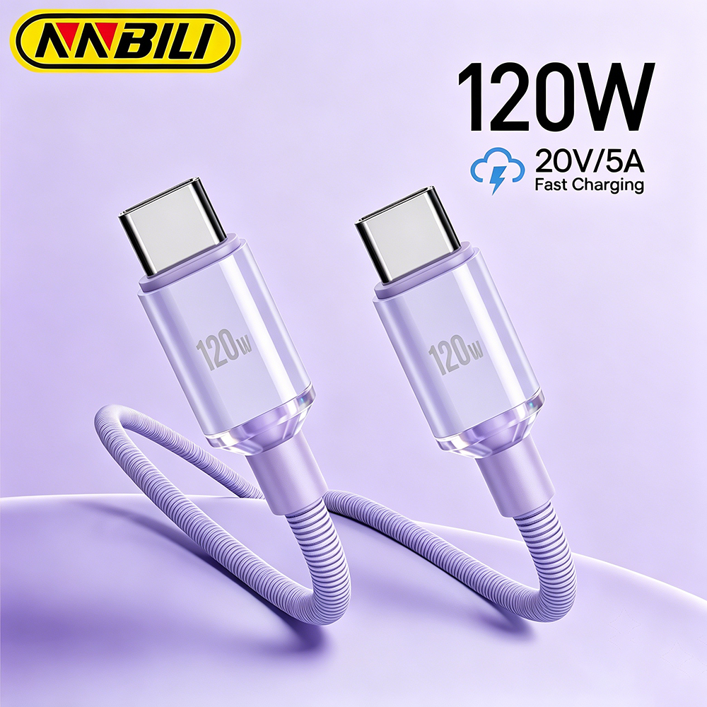 NNBILI USB Type C to USB C Cable PD 120W Quick Charge Fast Charging Type C Charger Cord for iPhone 16 17 Macbook Samsung Xiaomi
