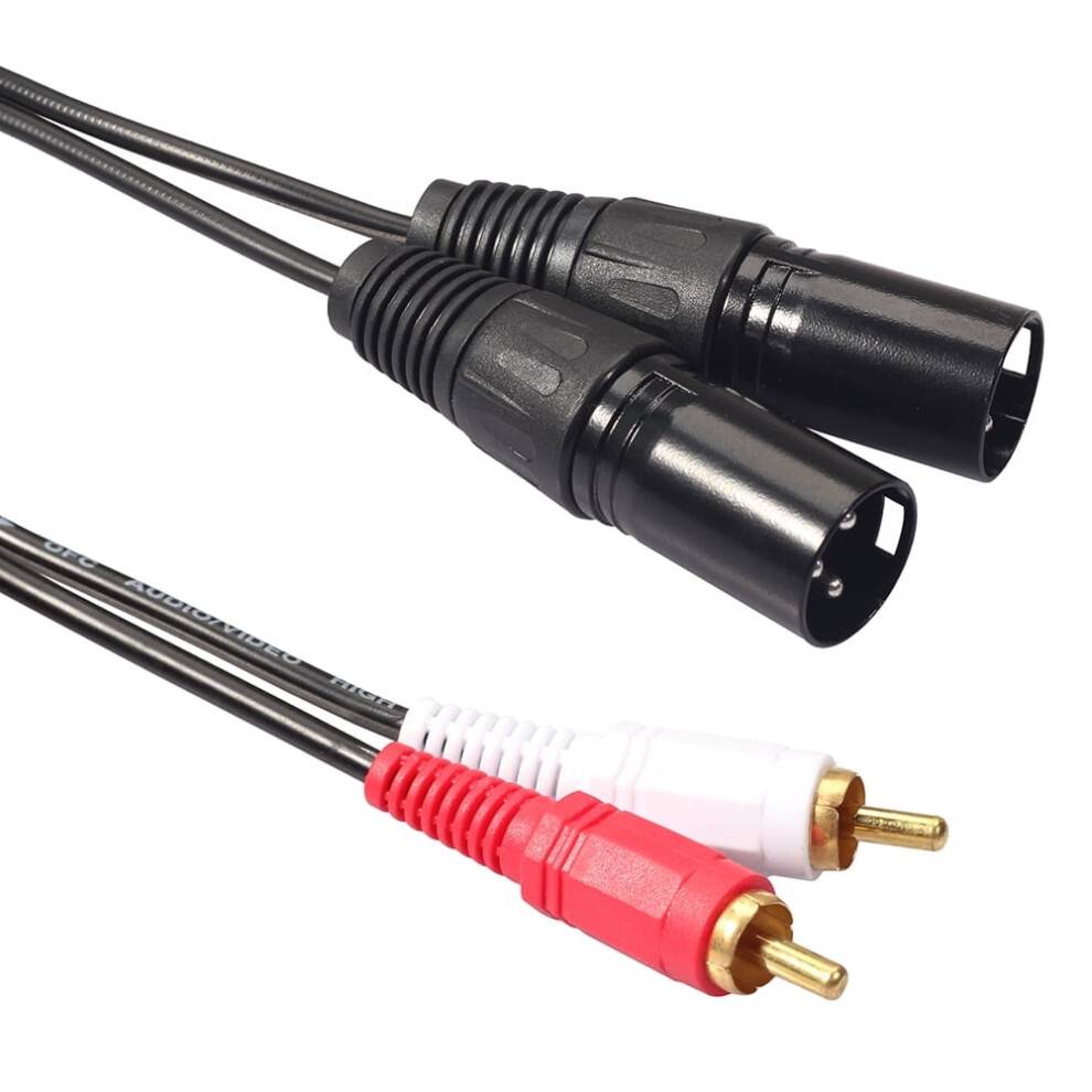 Dobbelt RCA til dobbelt XLR-kabel - 2RCA-han til 2XLR-han HiFi-lydkabel, 1,2 meter, til forstærker, mixer, mikrofon - lydforbindelse i høj kvalitet