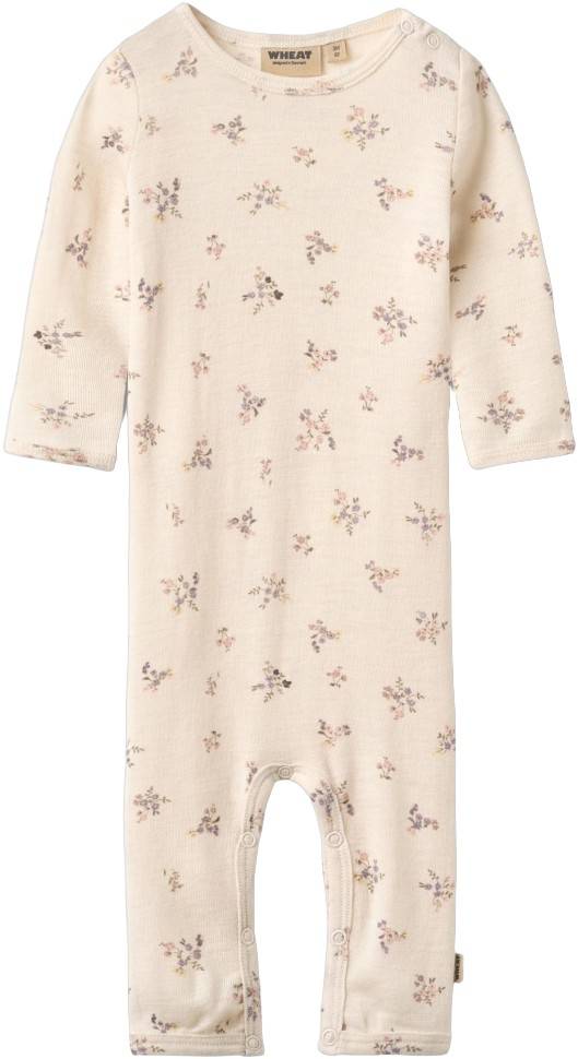 Wheat Wool Jumpsuit Haven Stl. 74/9m unisex - Sparkdräkter Från Magasin - Eggshell Flowers (74/9m)