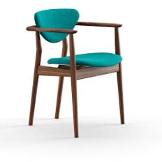 House of Finn Juhl - 109 Chair, Walnut, Cat. 3 Watercolour, Peacock - Spisebordsstole - Finn Juhl - Grøn,Træ farvet,Blå - Træ/Tekstilmateriale