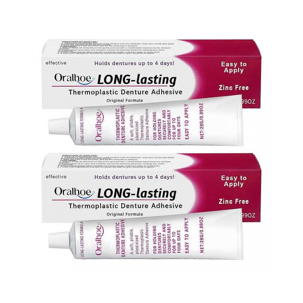 (2PCS) Cushion Grip Thermoplastic Denture Adhesive, Refits and Tightens Loose Upper and Lower Dentures and Partials | Non-Glue Adhesive