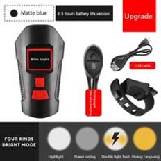 Cykel ljus främre usb horn hastighetsmätare laddning cykel cykel ljus ficklampa styr cykling huvud led lampor cykeltillbehör - Rött hornljus