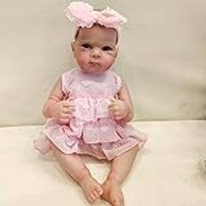 Lonian Reborn Dolls Girl – 18 tum handgjorda tvättbara återfödda bebisar mjuk vinylkropp med anatomiskt korrekt, Reborn babydocka ser ut som en riktig baby (rosa)