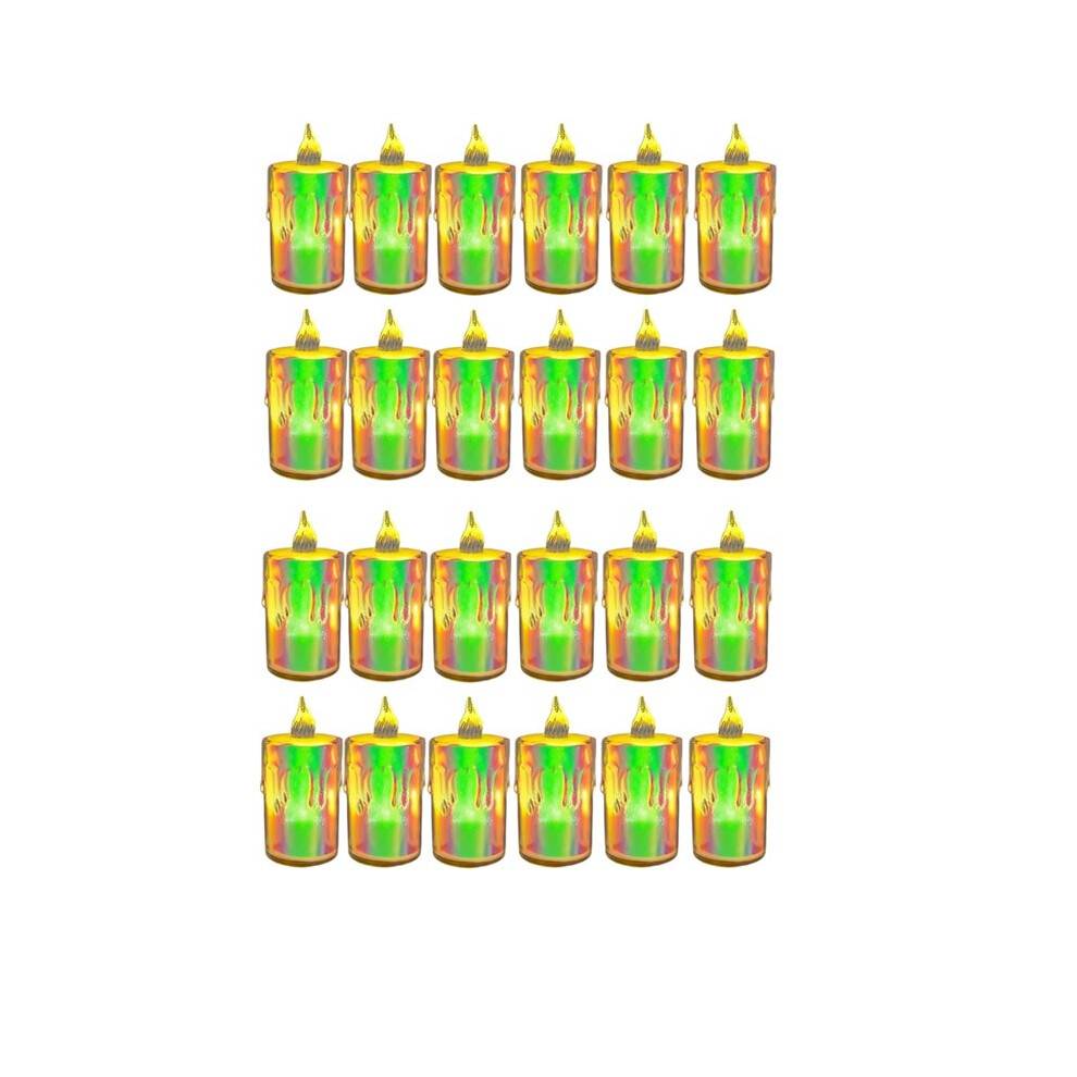 Flamlösa Värmeljus 24 St Kristall LED-Värmeljus Batteridrivna Konstljus, Värmeljus för Bröllop, Dejting, Middag C
