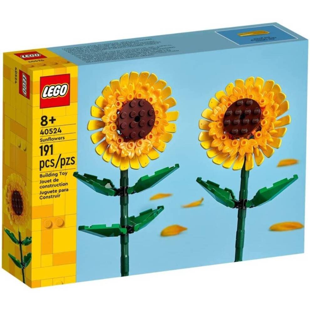 LEGO Solrosor Byggsats, Konstgjorda Blommor för Heminredning, Byggleksak för Barn, Present för Solrosor 8+, 40