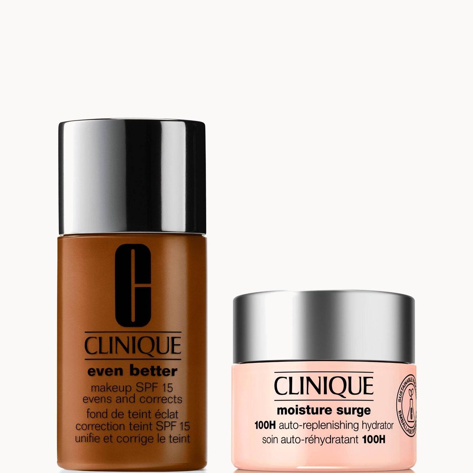 Clinique Even Better Vitamin Makeup Foundation & Moisture Surge 100H Hydrator Moisturiser Bundle (Various Shades) - WN 120 PECAN