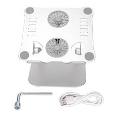 Aluminum Alloy Laptop Stand with 2 Cooling Fans Foldable Adjustable Laptop Cooling Stand for 10 to
