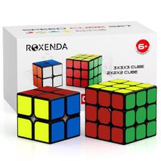 ROXENDA Magisk Kub, Speed Cube Set Med en Magisk Kub 2x2 3x3 Hastighetskub med Instruktion (Svart)