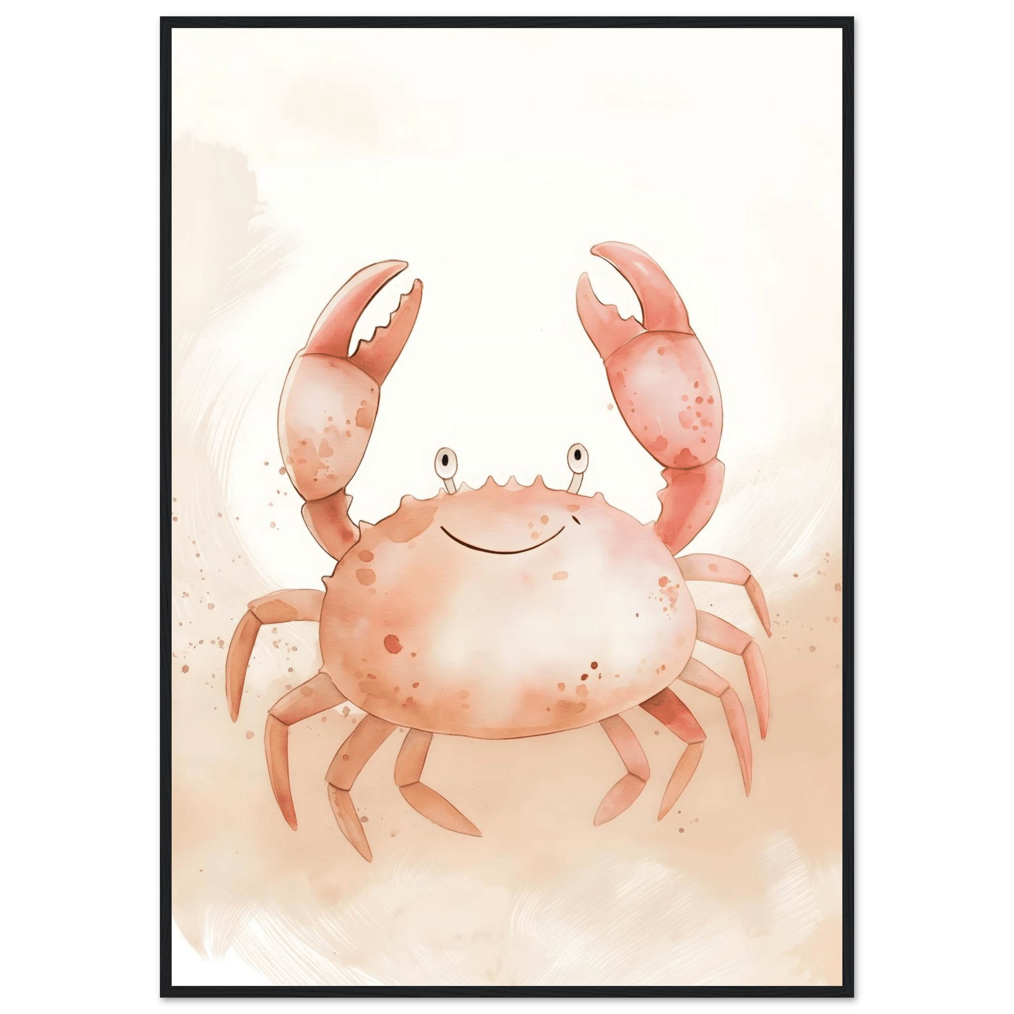 Söt krabba poster-70x100 cm / 28x40″ / Med ram / Svart