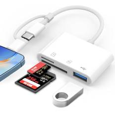 3 in 2 SD Kartenleser für iPhone iPad, SD Card Reader für iPhone SD Adapter für iPhone SD Karten Adapter für iPhone Typ C Kartenleser für iPhone 15/14/Pro Max/Pro/Plus/Pad Pro/MacBook Pro/Air